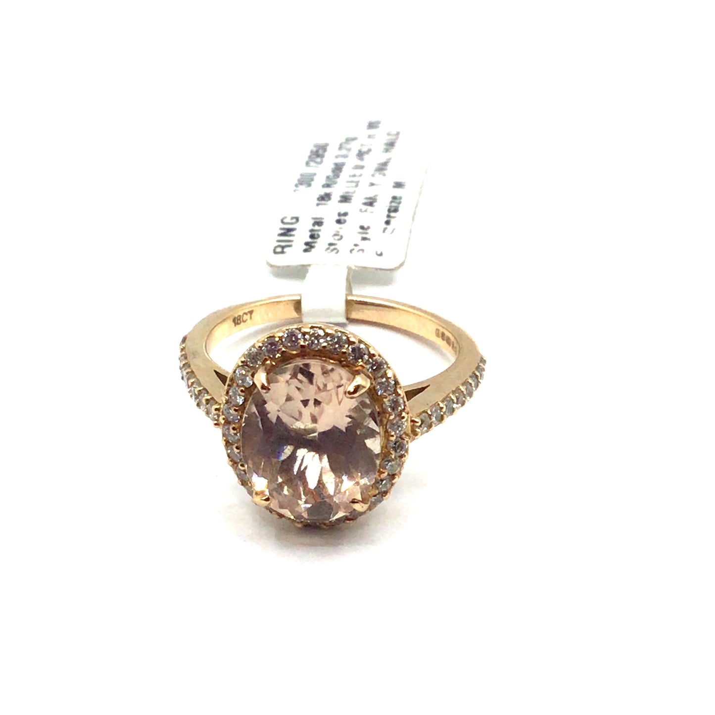 18ct Rose Gold Oval Morganite and Diamond Ring