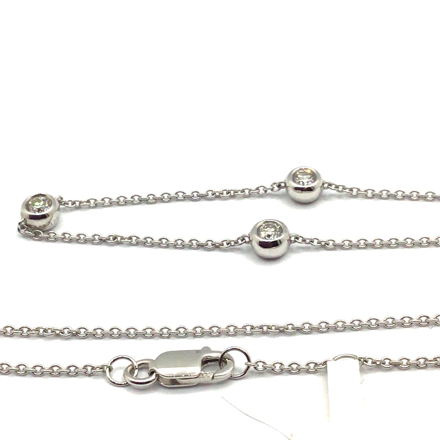 9ct White Gold DIamond Besel Necklace