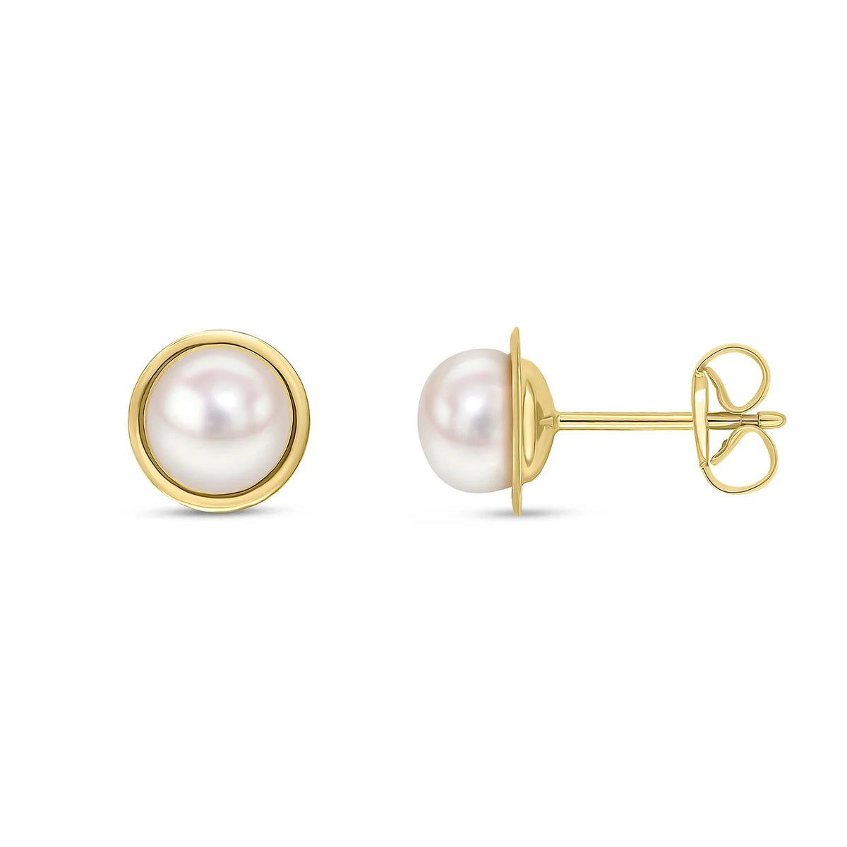 Fresh water pearl 9ct yellow gold earrings 4.5mm