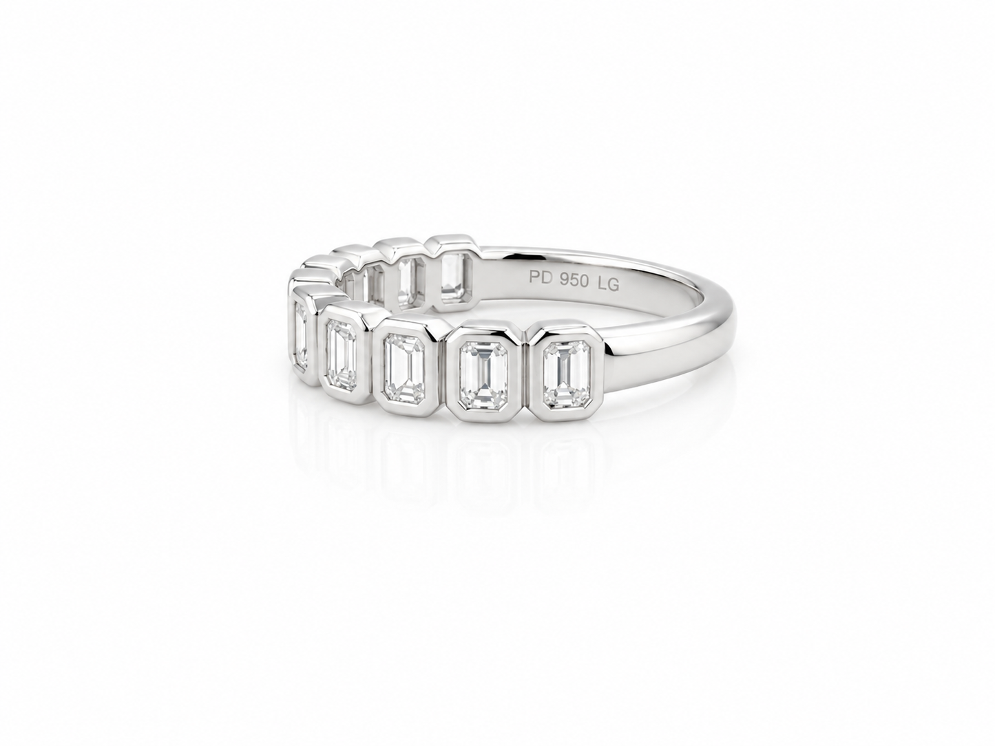 Rubover Emerald Cut Diamond Half Eternity Ring