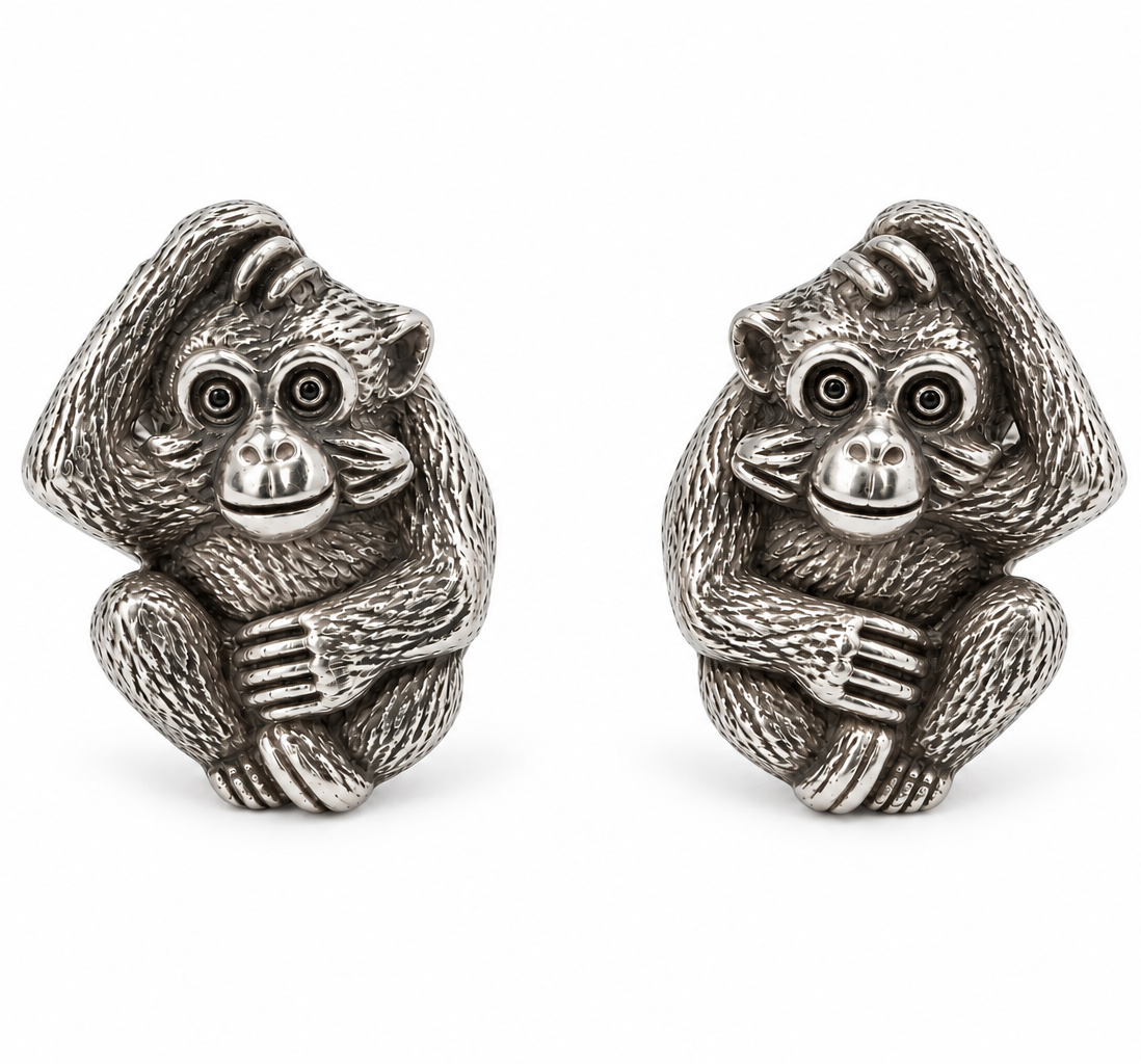 Sterling Silver Zodiac East Monkey Cufflink