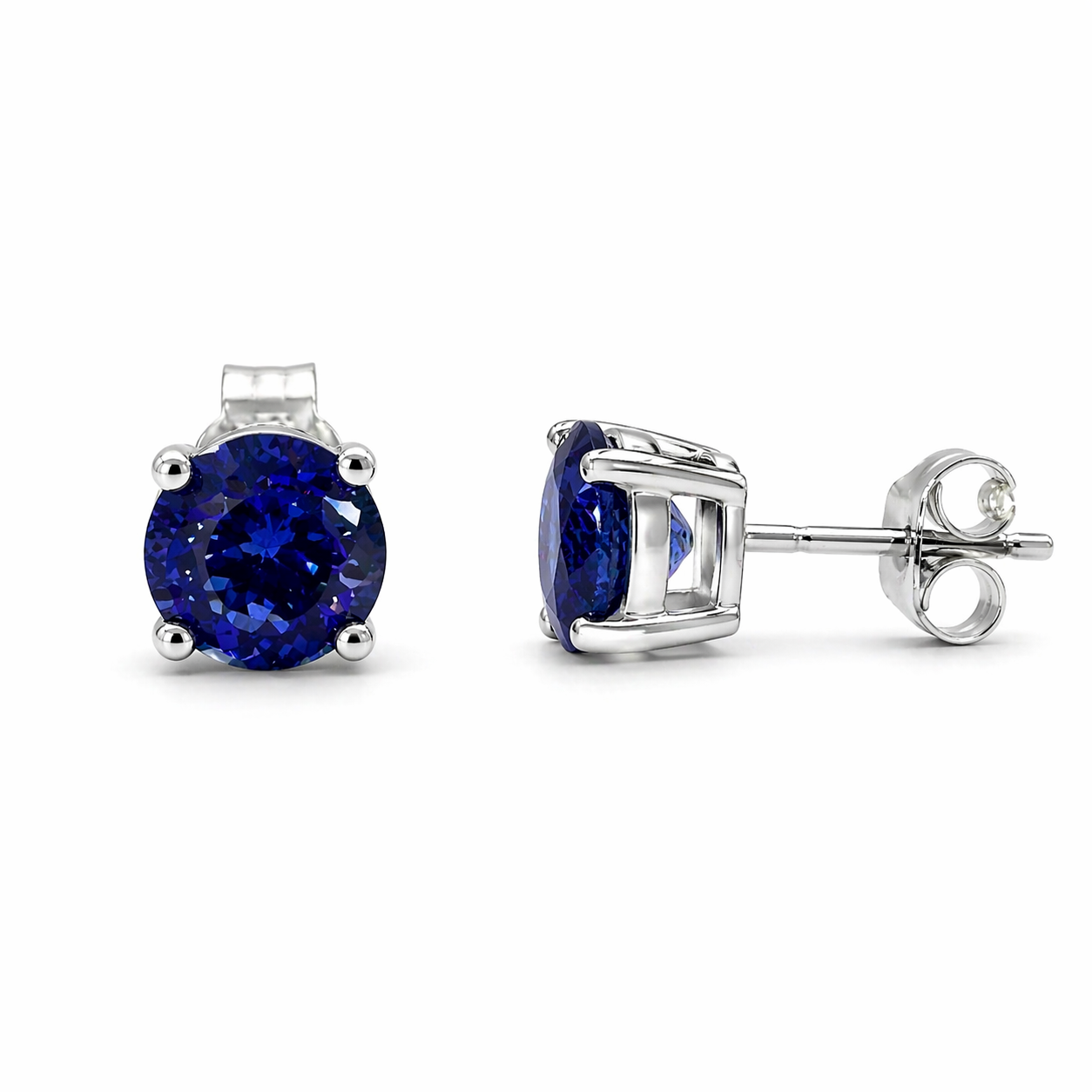 18ct White Gold Studs with 2.49ct Tanzanites