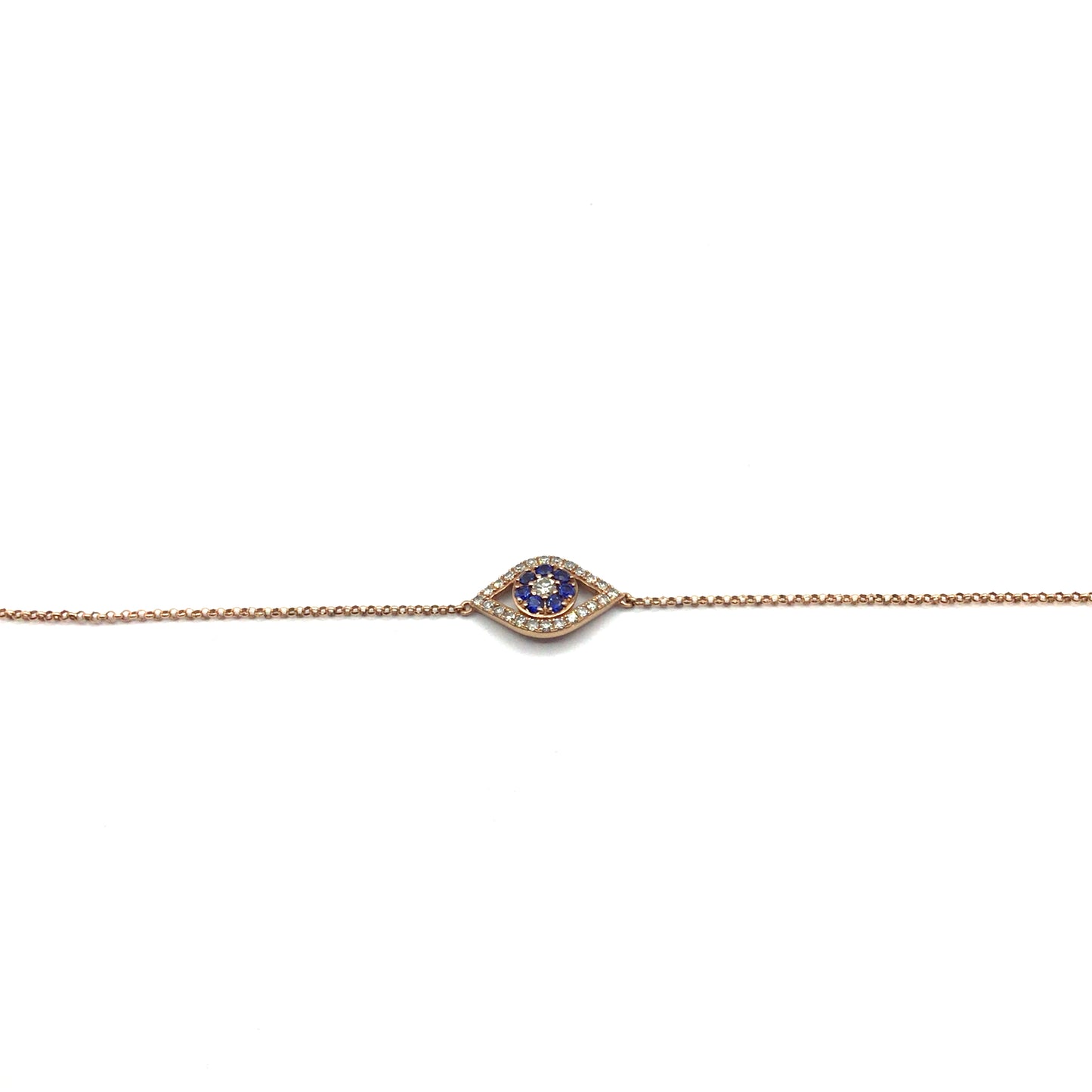 9ct Rose Gold Diamond Evil Eye Bracelet