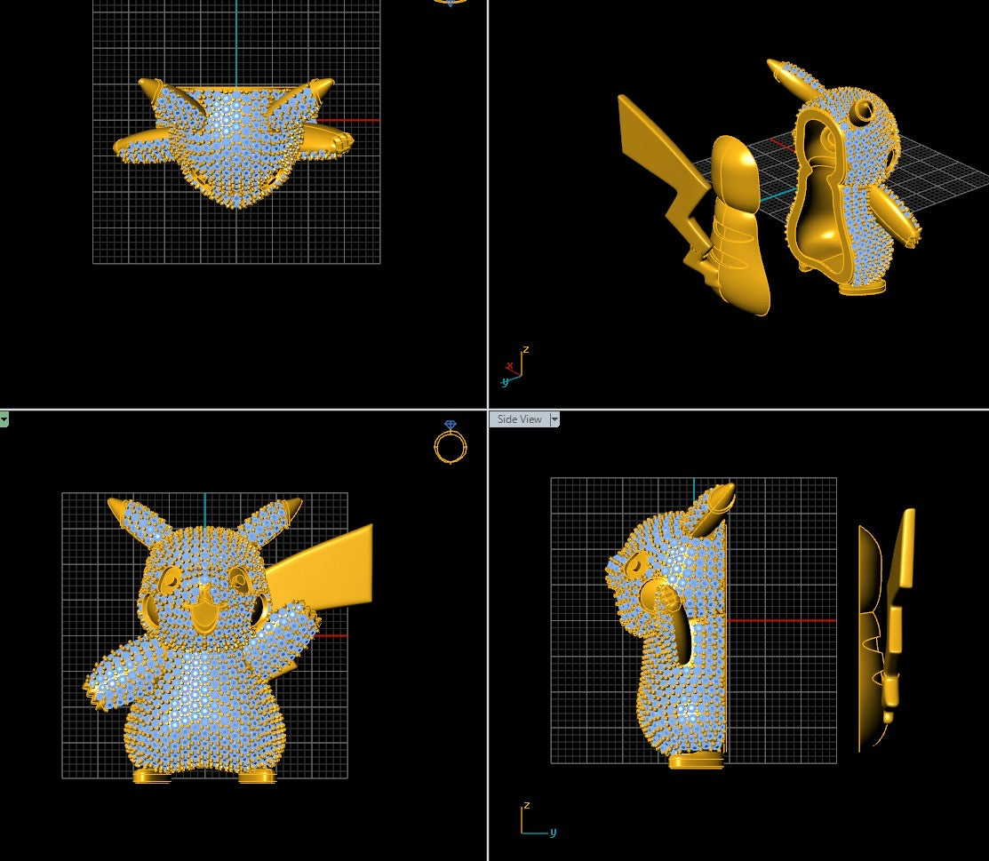 Pikachu Pendant 9ct Yellow Gold with Enamel