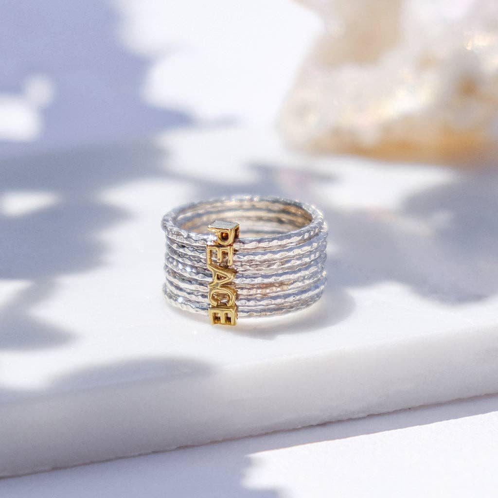 Sterling Silver "SPIN FOR PEACE" Stacking, Spinning Ring