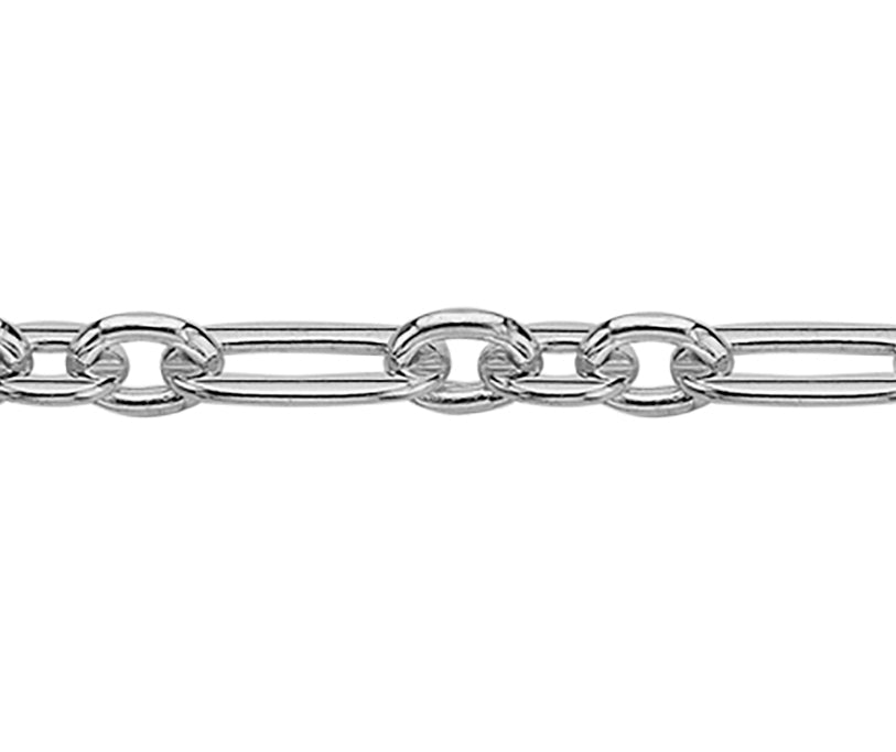 925 Hammered Figaro Chain Bracelet 7.5"