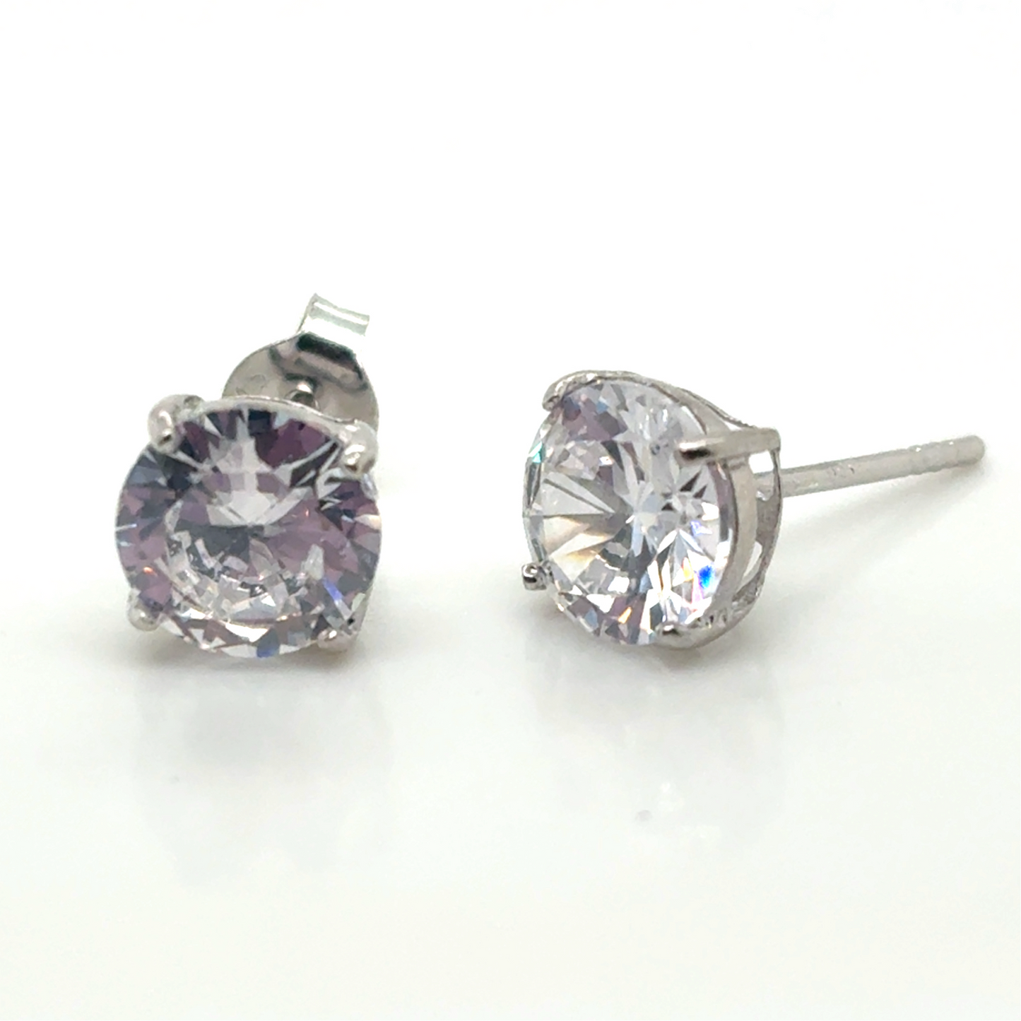 925 CZ 7mm round stud earrings