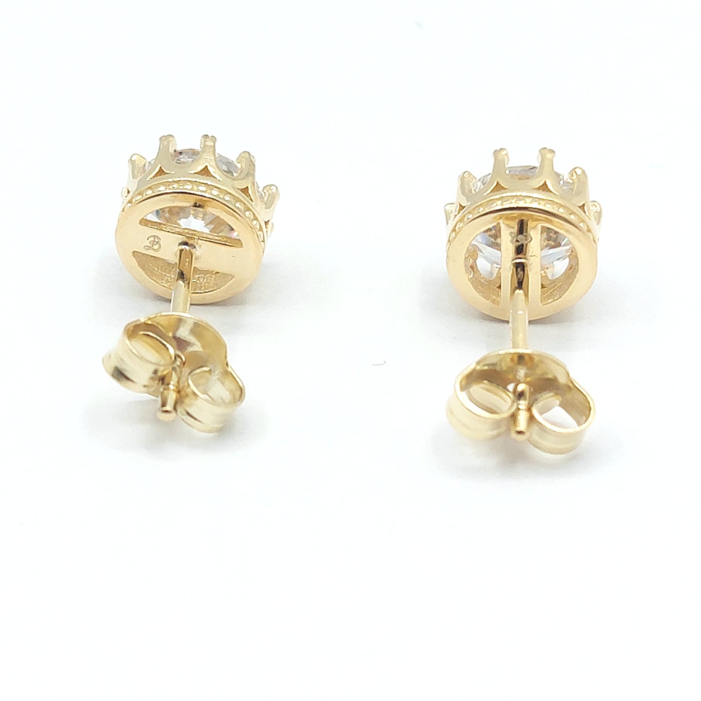 925 yellow gold round cz studs