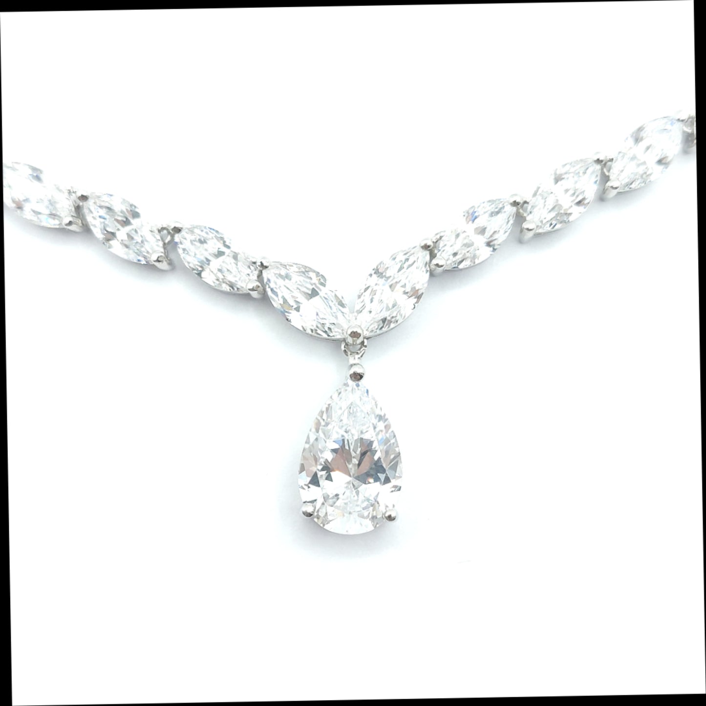 925 cz heavy pear necklace