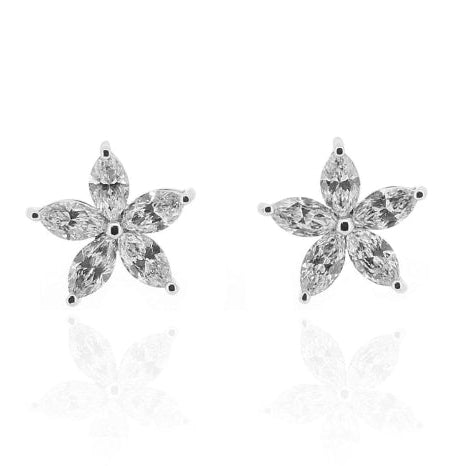 18ct White Gold Marquise Diamond Earrings 0.40ct