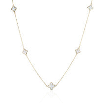 9ct Yellow Gold Five Mother of Pearl Flower Necklace