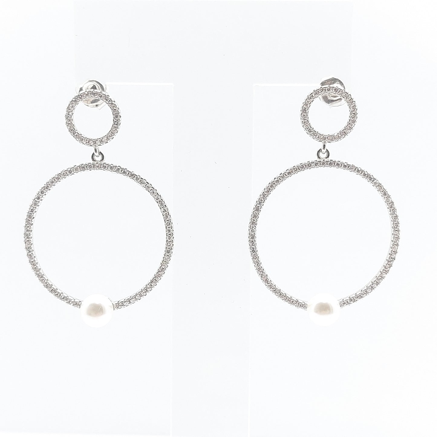 925 synthetic pearl earring and necklace set
