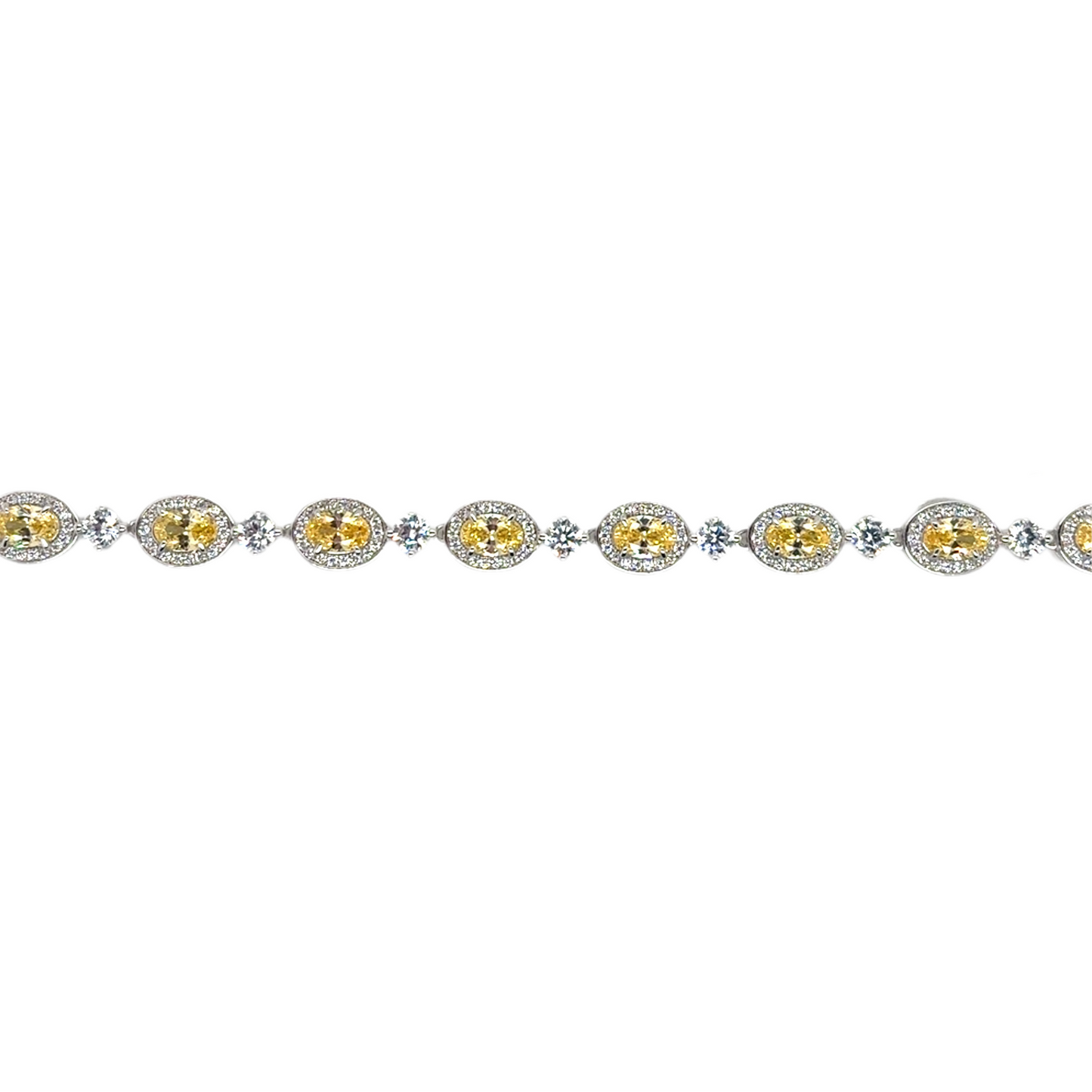 925 silver oval and round yellow cubic zirconia bracelet