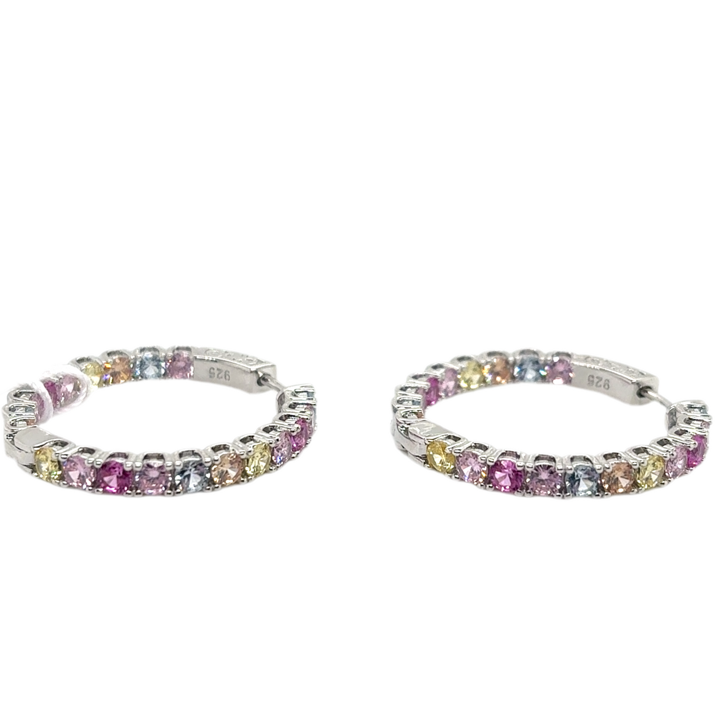 925 silver rainbow hoops cubic zirconia