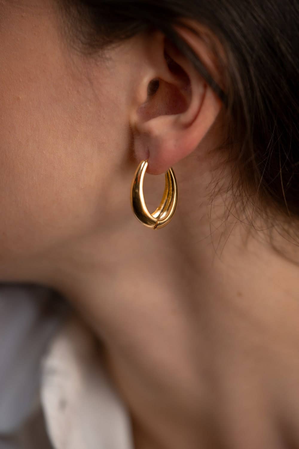 Gold Plated, Sterling Silver Base, Chunky Oval Hoops