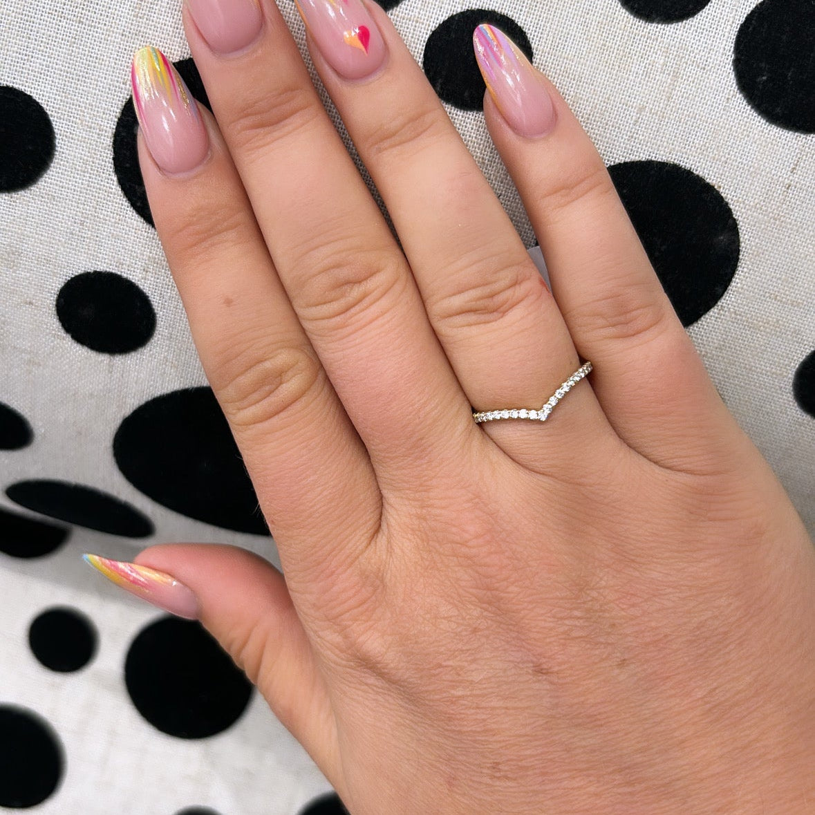 Lab Diamond Wishbone Shaped Yellow Gold, 0.25cts D colour VVS clarity Half Eternity Claw Set Ring