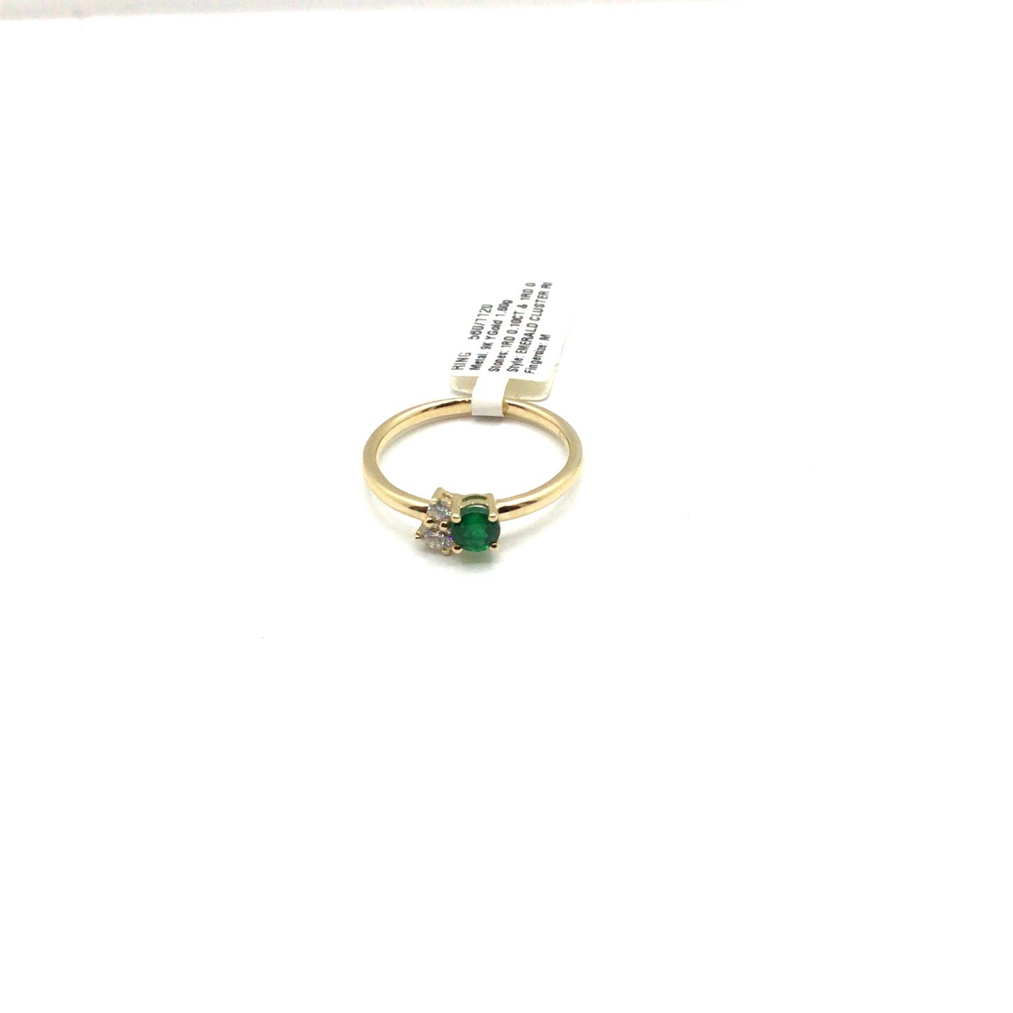 9ct Yellow Gold Emerald and Round Cut Diamond Ring