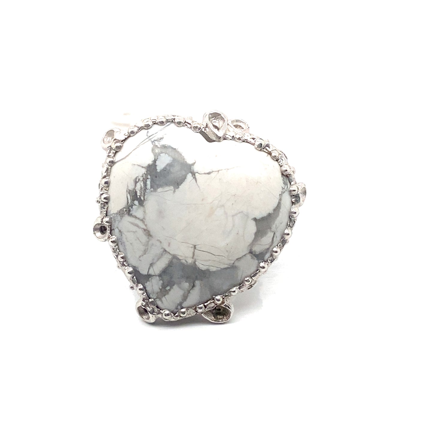 Silver howlite heart ring