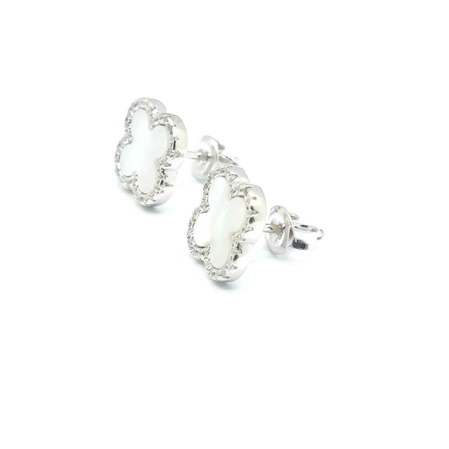 925 mother of pearl cz stud earrings
