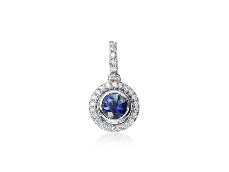 18ct White Gold Diamond and Sapphire Pendant