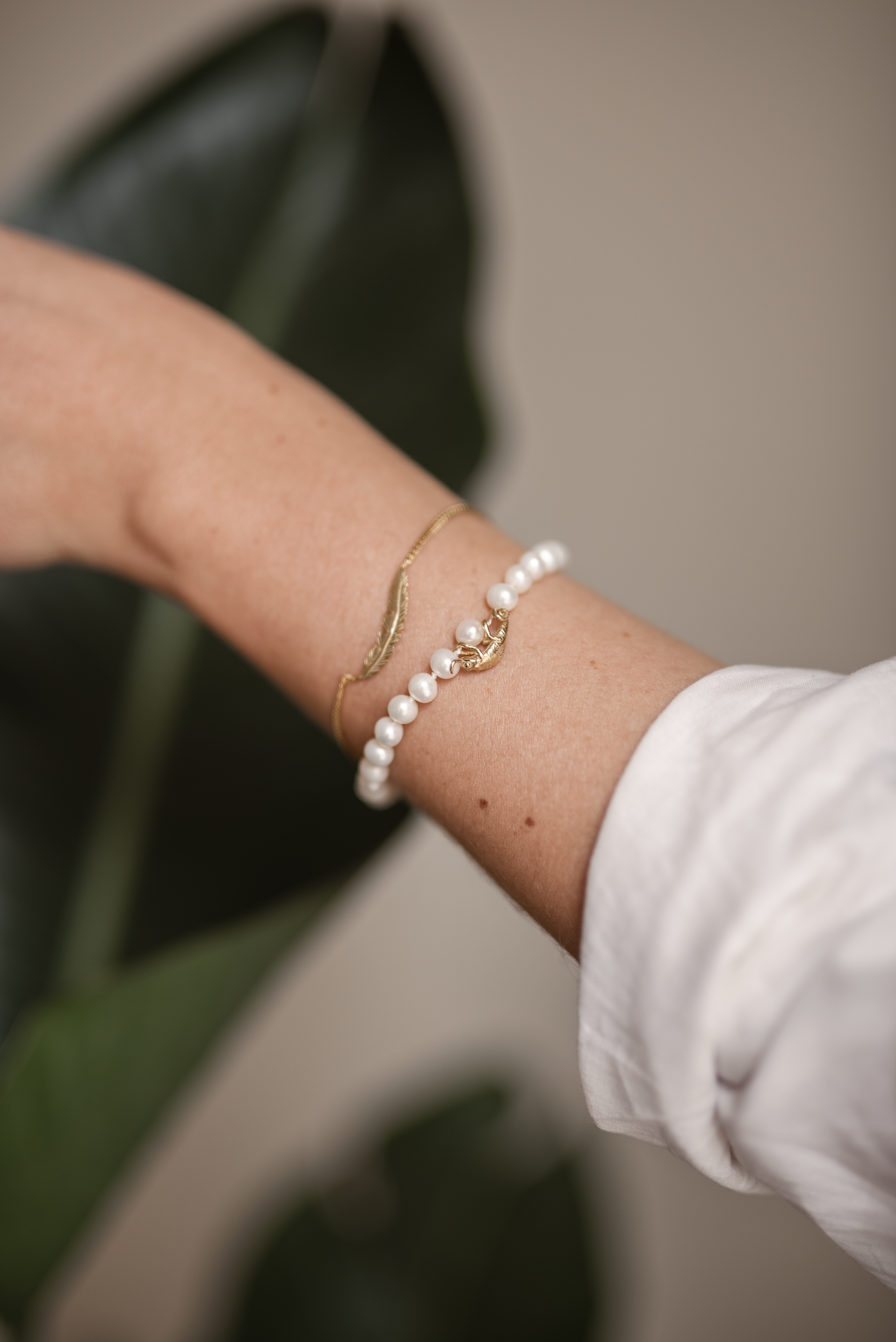 Sterling Silver, Gold Plated, Chameleon Pearl Bracelet
