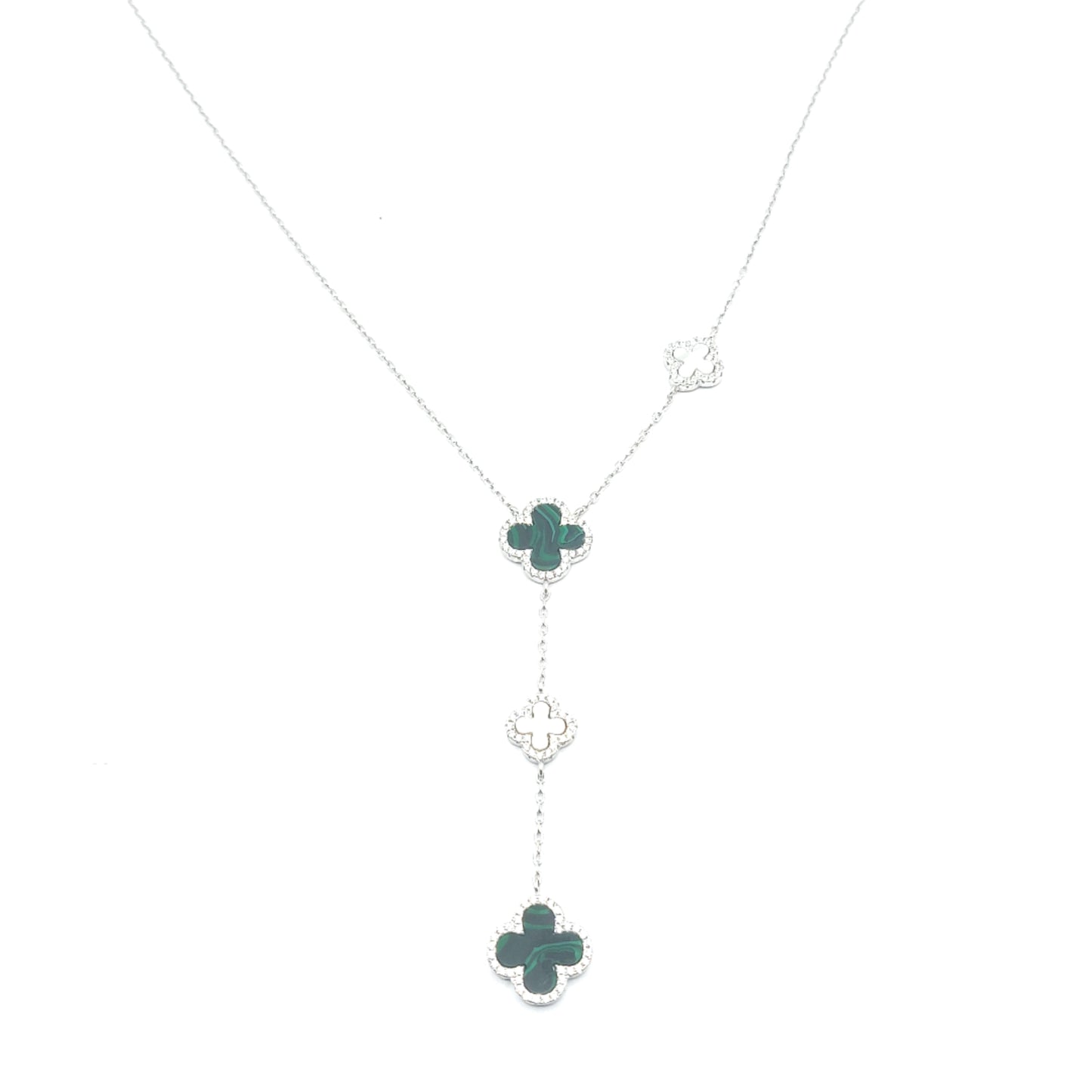 925 malachite 3 drop clover necklace
