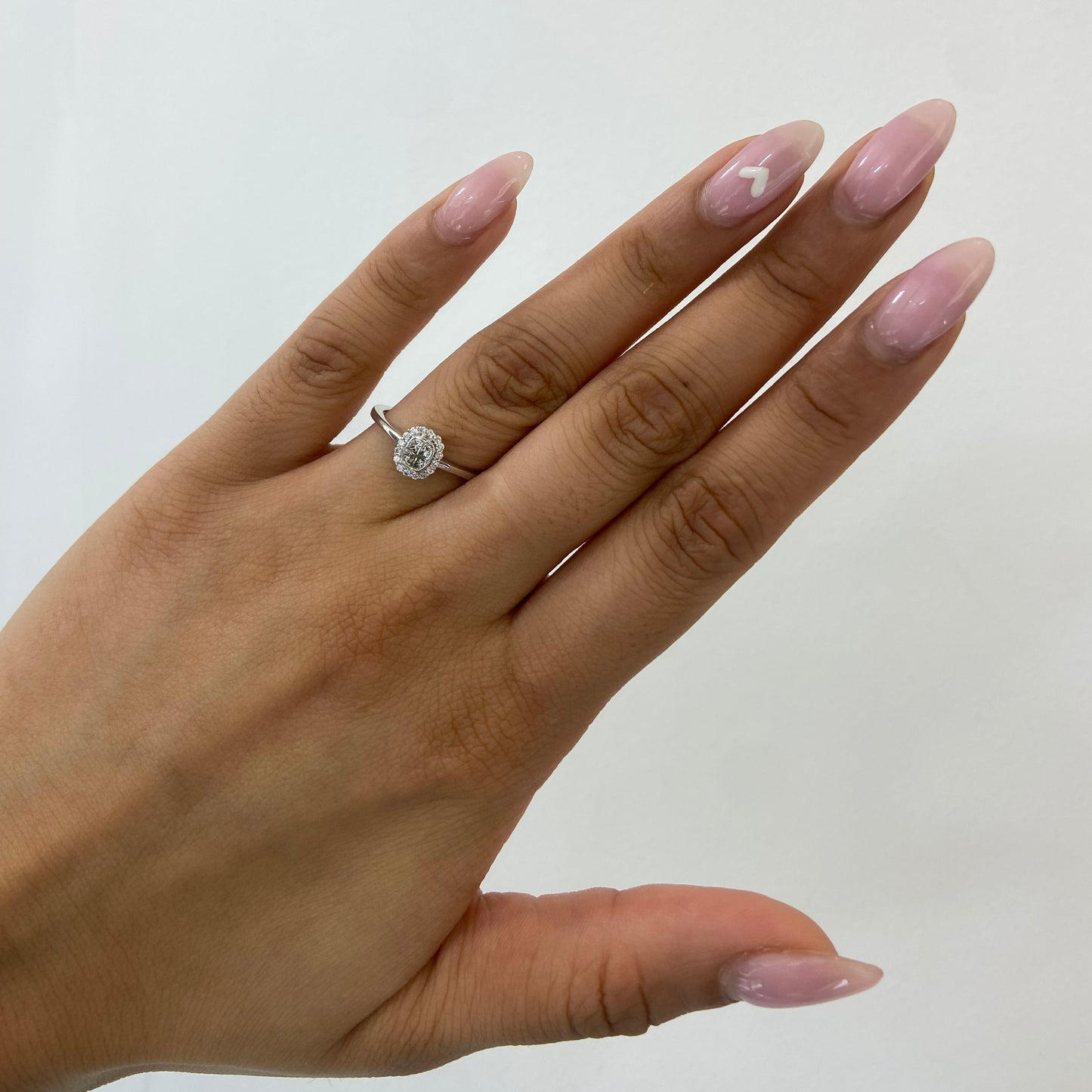 Oval Shape Princess and Round Cut Diamond Halo Ring