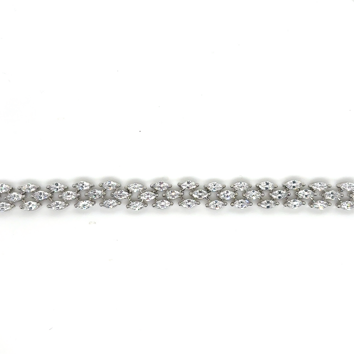 925 silver marquise cubic zirconia three row bracelet