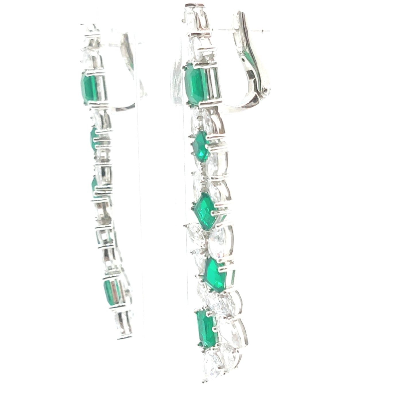 925 green cz drop earrings