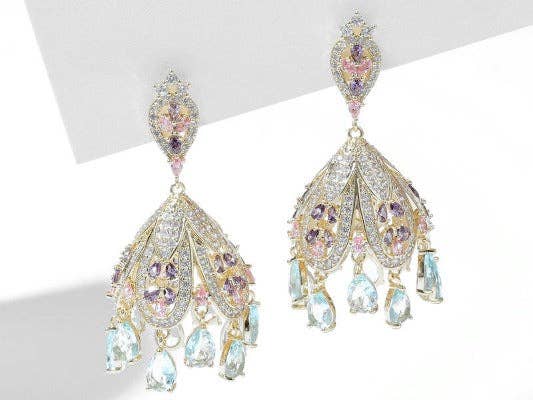 Gold Plated Green Gemstone French Palace Earrings