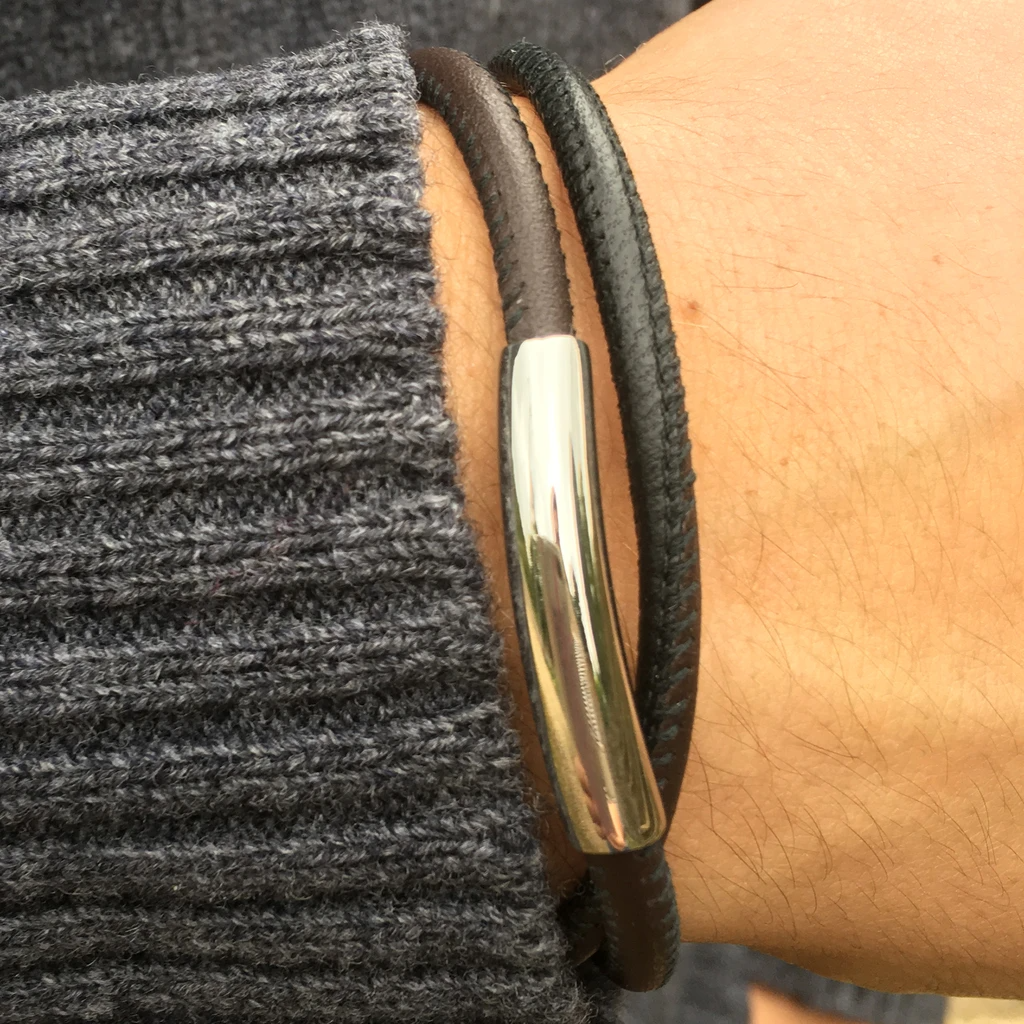 Nappa Double Black Leather Bracelet