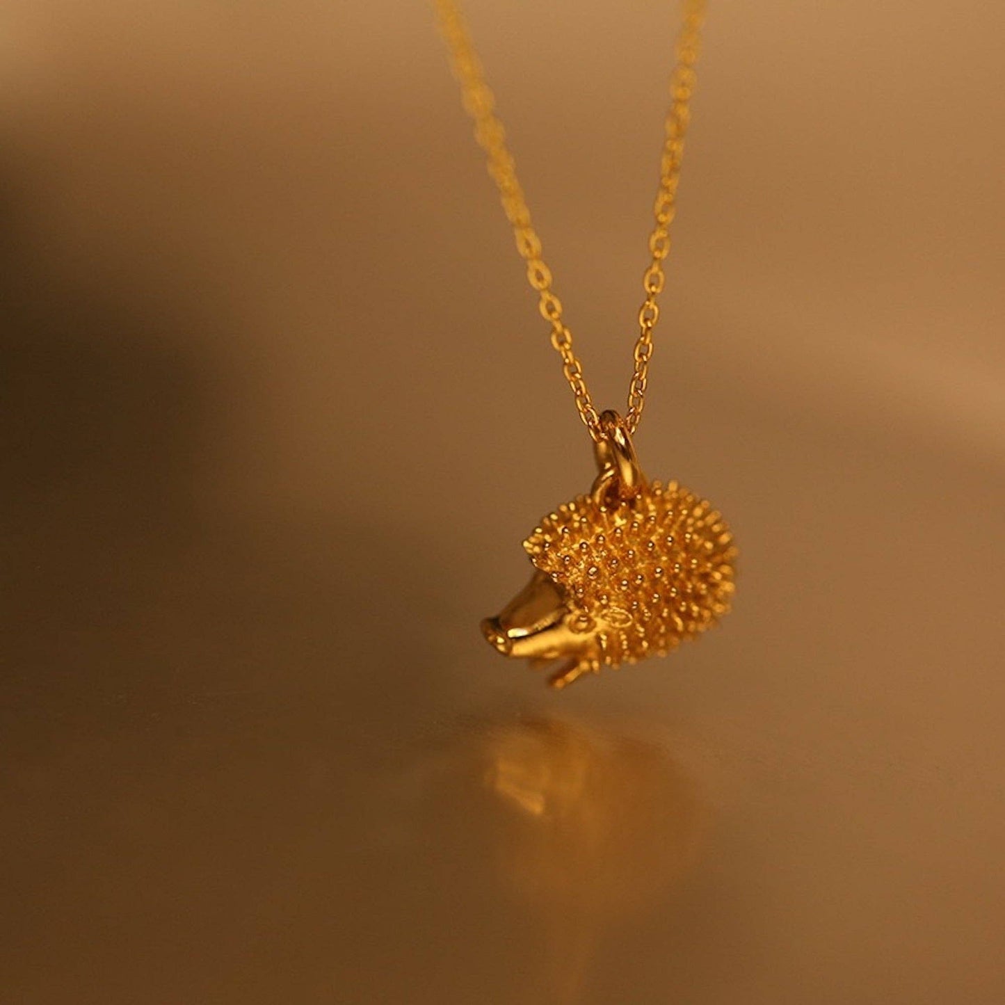 Gold Vermeil Hedgehog Pendant Necklace