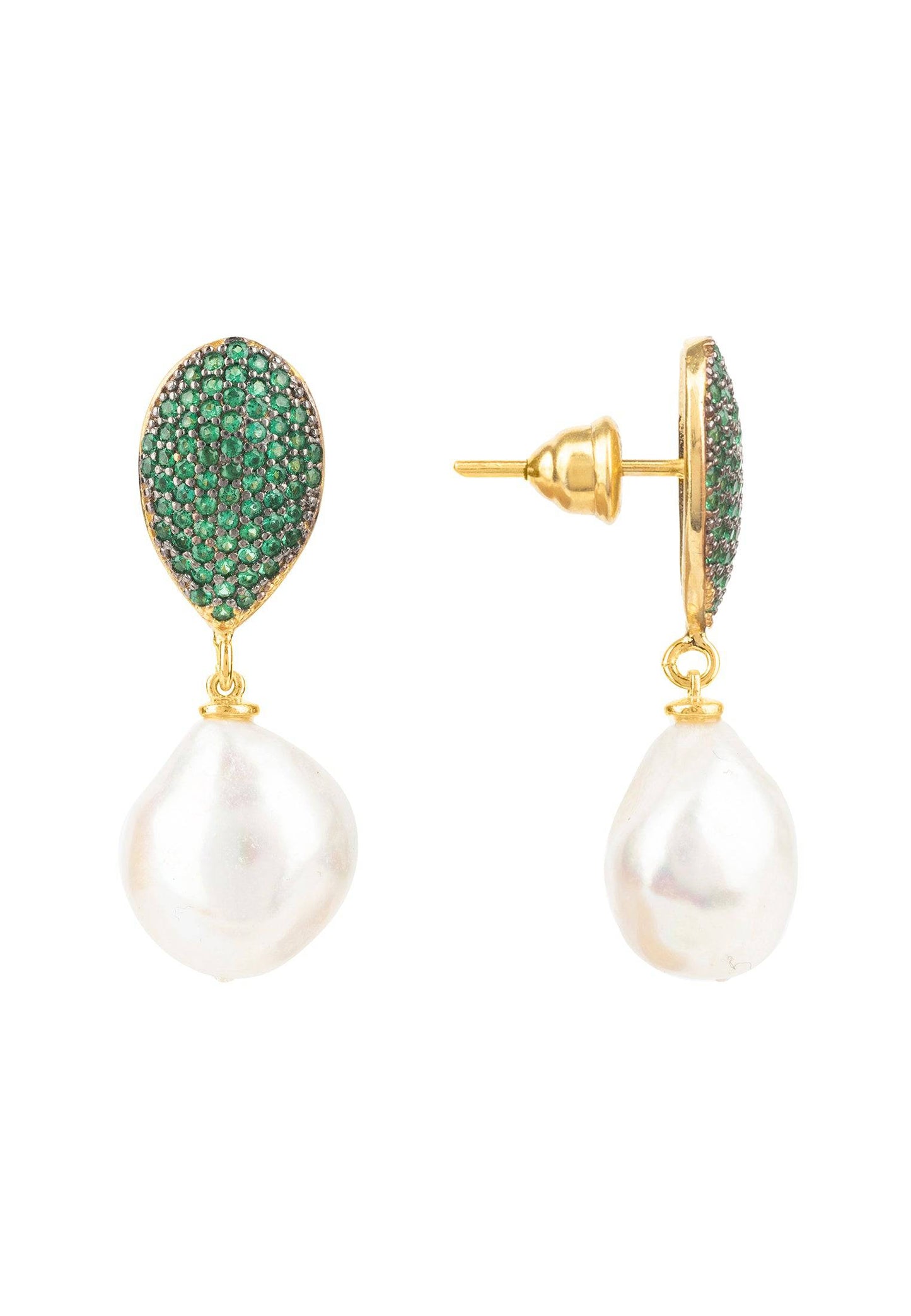 Baroque Pearl Classic Drop Emerald Green Swarovski Crystal Tops