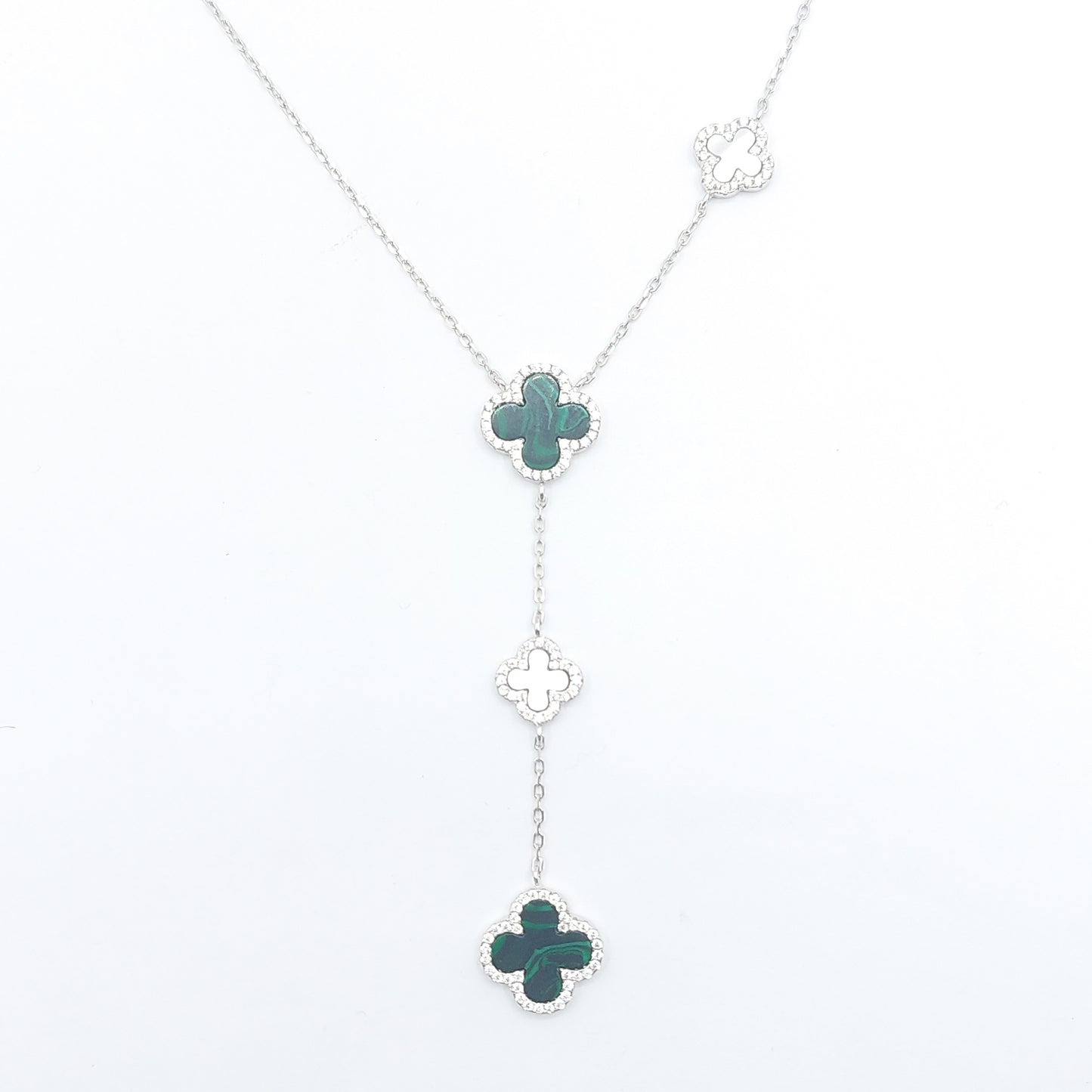 925 malachite 3 drop clover necklace