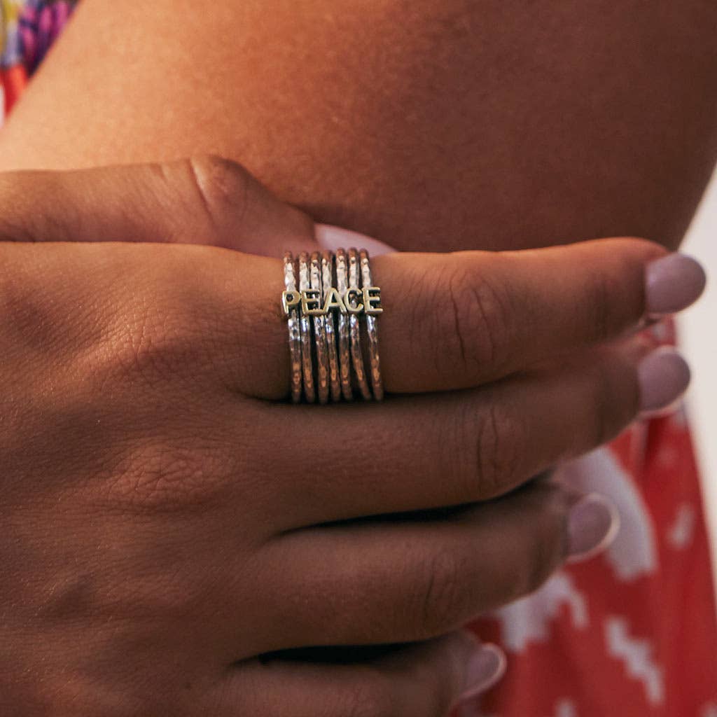 Sterling Silver "SPIN FOR PEACE" Stacking, Spinning Ring