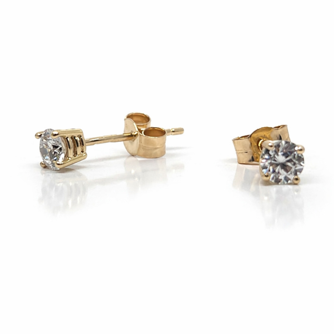4mm Diamond Stud Earrings In 9ct Yellow Gold