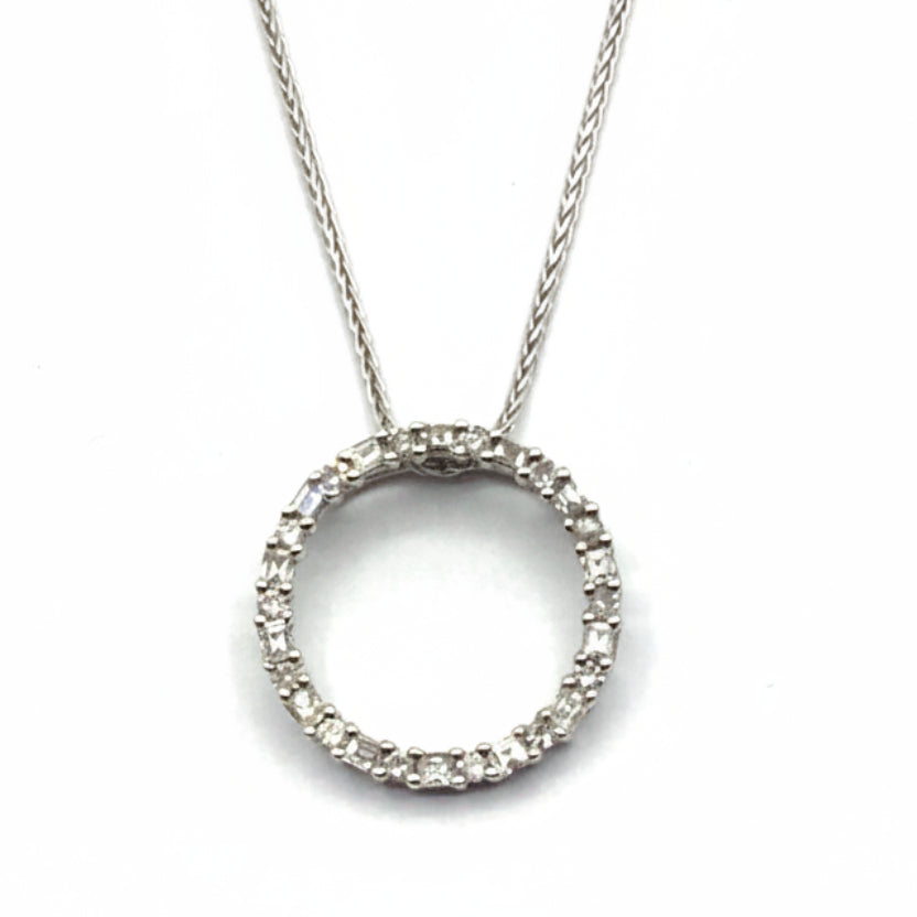 9ct White Gold Diamond Circle of Life Necklace