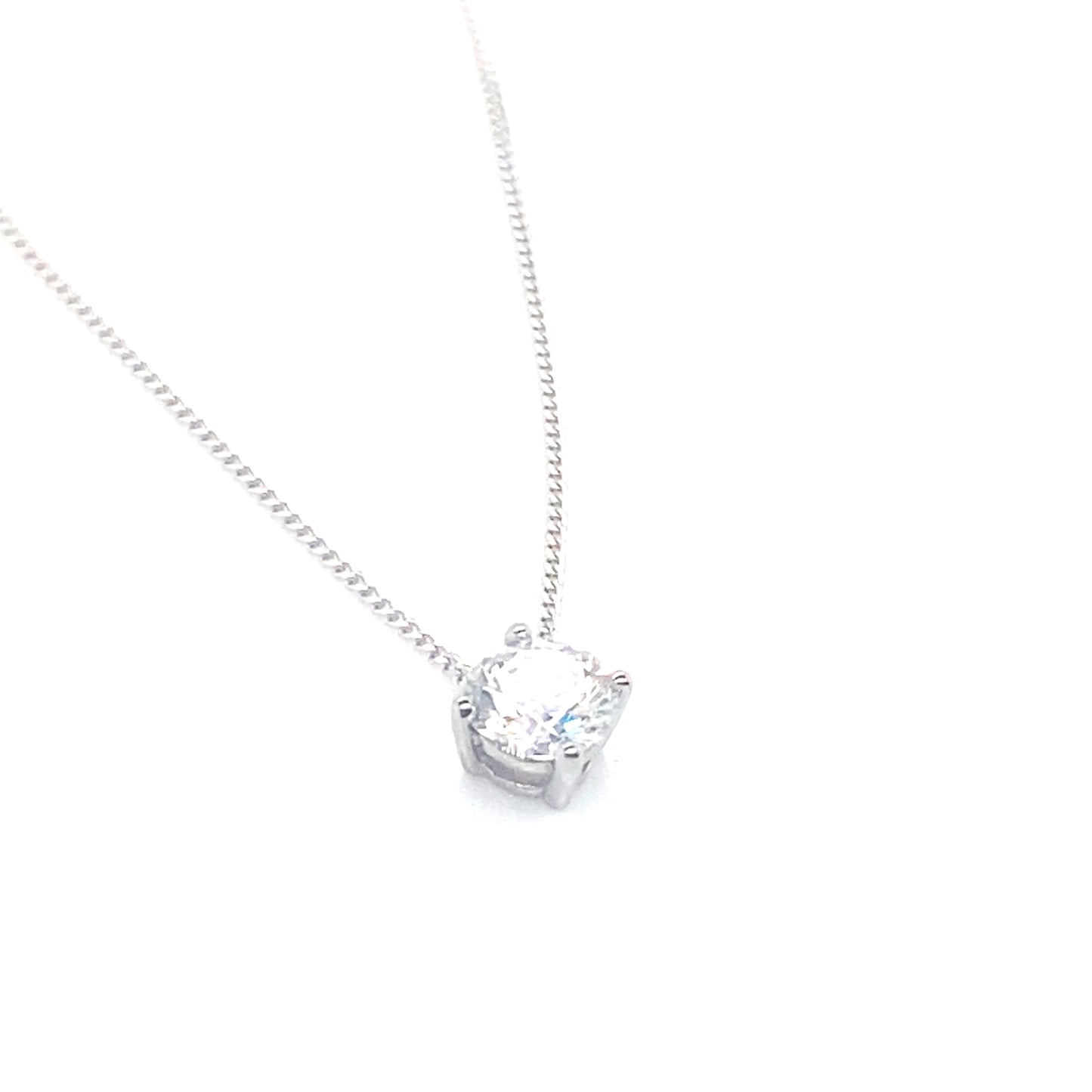 000927 - Bespoke 0.91ct Round Brilliant Cut Natural Diamond "Floating" Pendant Necklace In Platinum 4 Claw