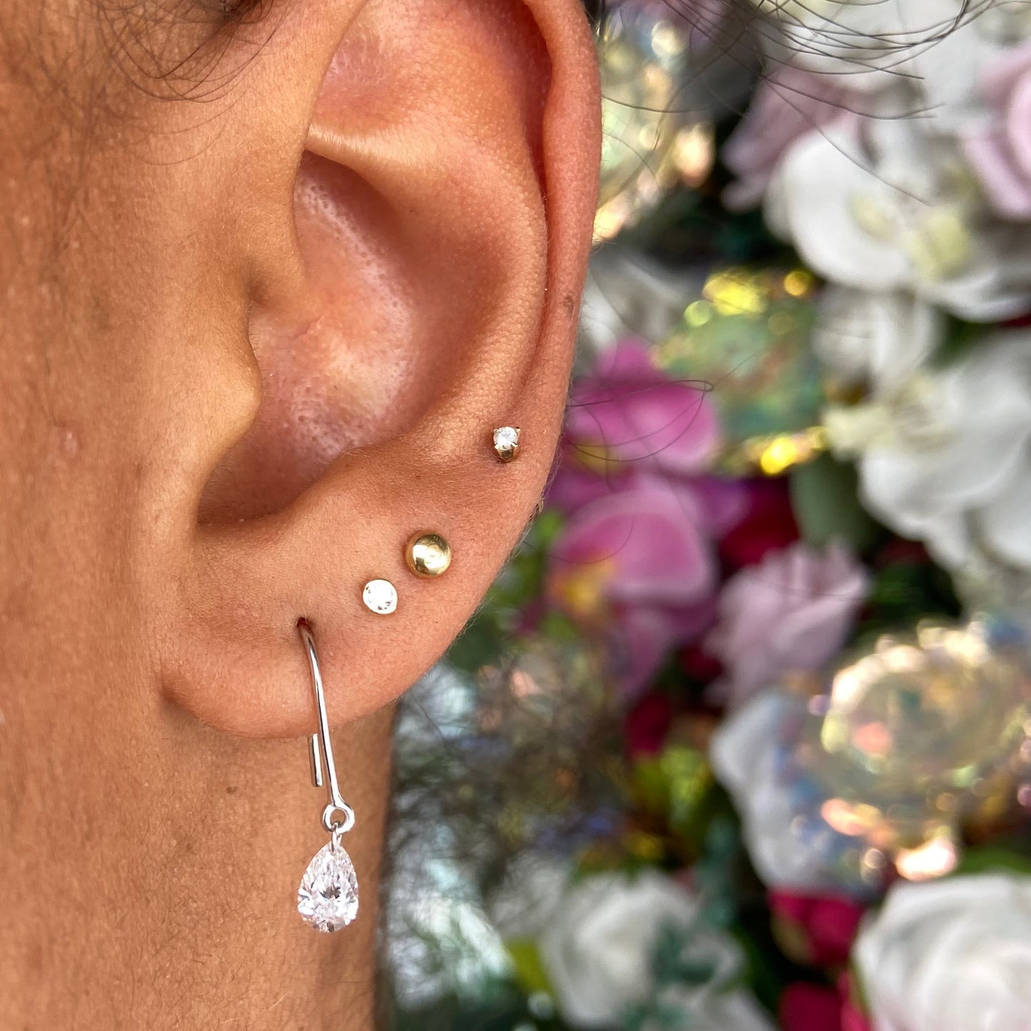 Floating Marquise Cut Drilled Diamond Drop Earrings In 9ct White Gold