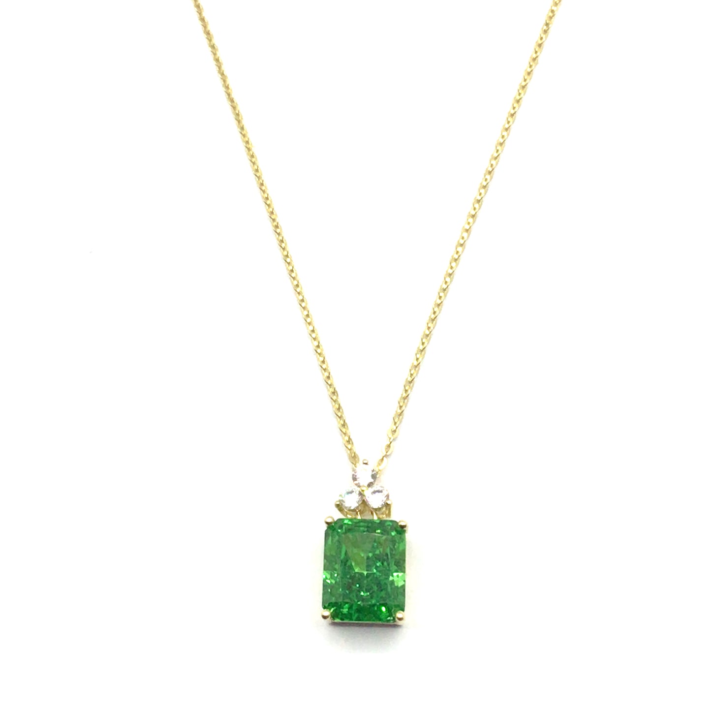 925 yellow gold green cz necklace