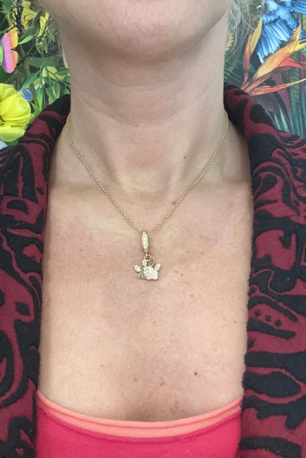 Bespoke Pet Paw Diamond Set "Lucky" Pendant Necklace in 18ct Yellow Gold Adjustable 18" to 16" Necklace