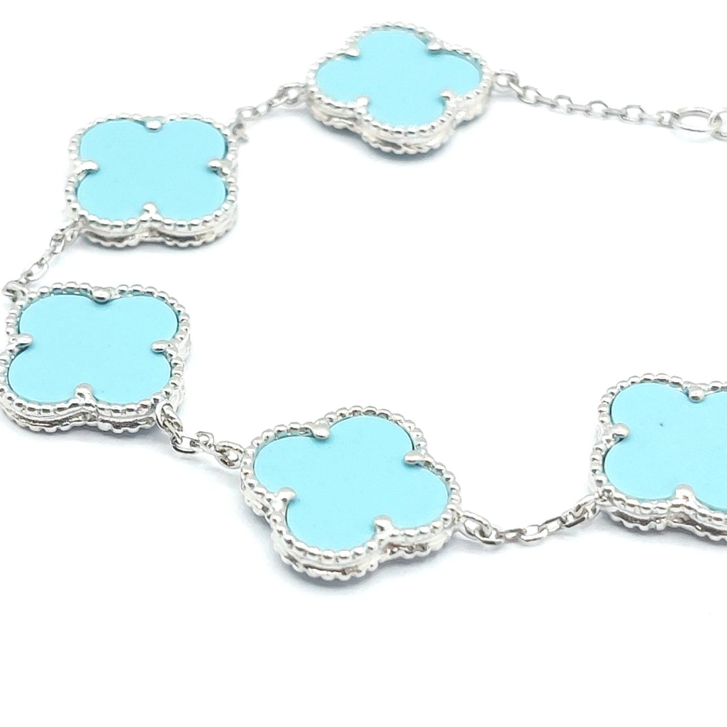 925 turquoise enamel 5 clover bracelet