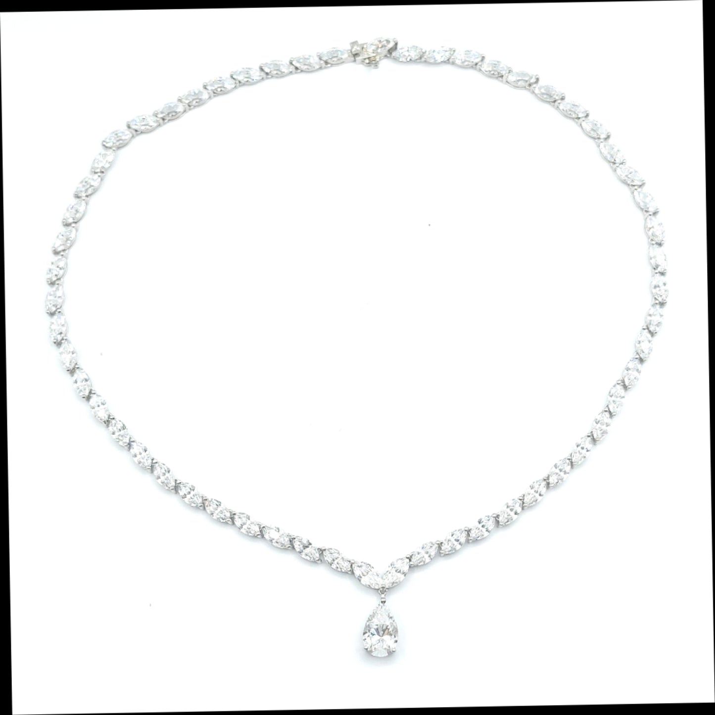 925 cz heavy pear necklace