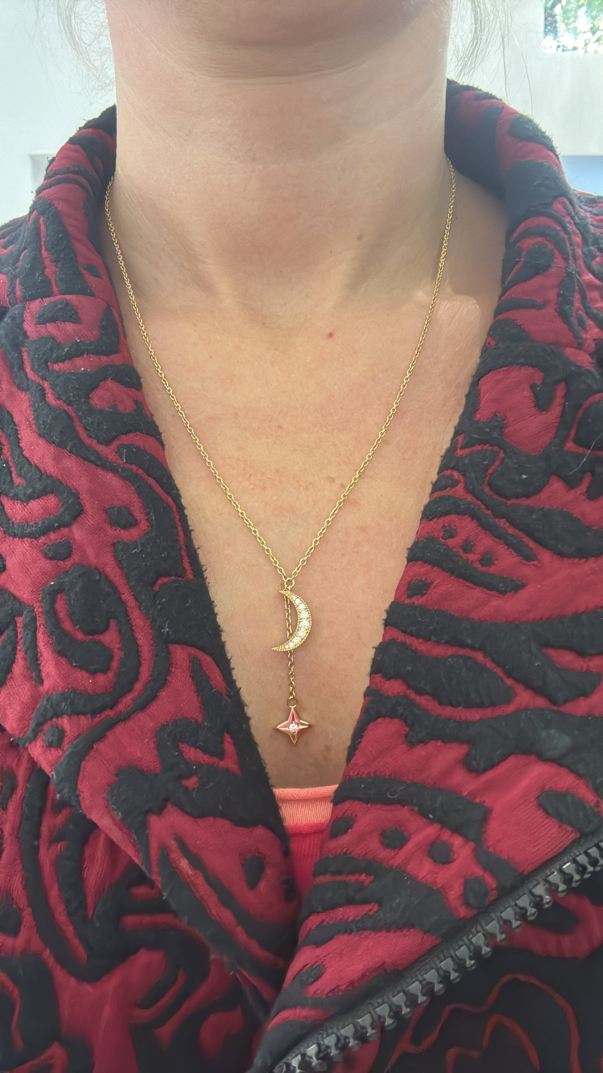 Bespoke Moon And Star Diamond Pendant Necklace in 18ct Yellow Gold Adjustable 20", 18" And 16"