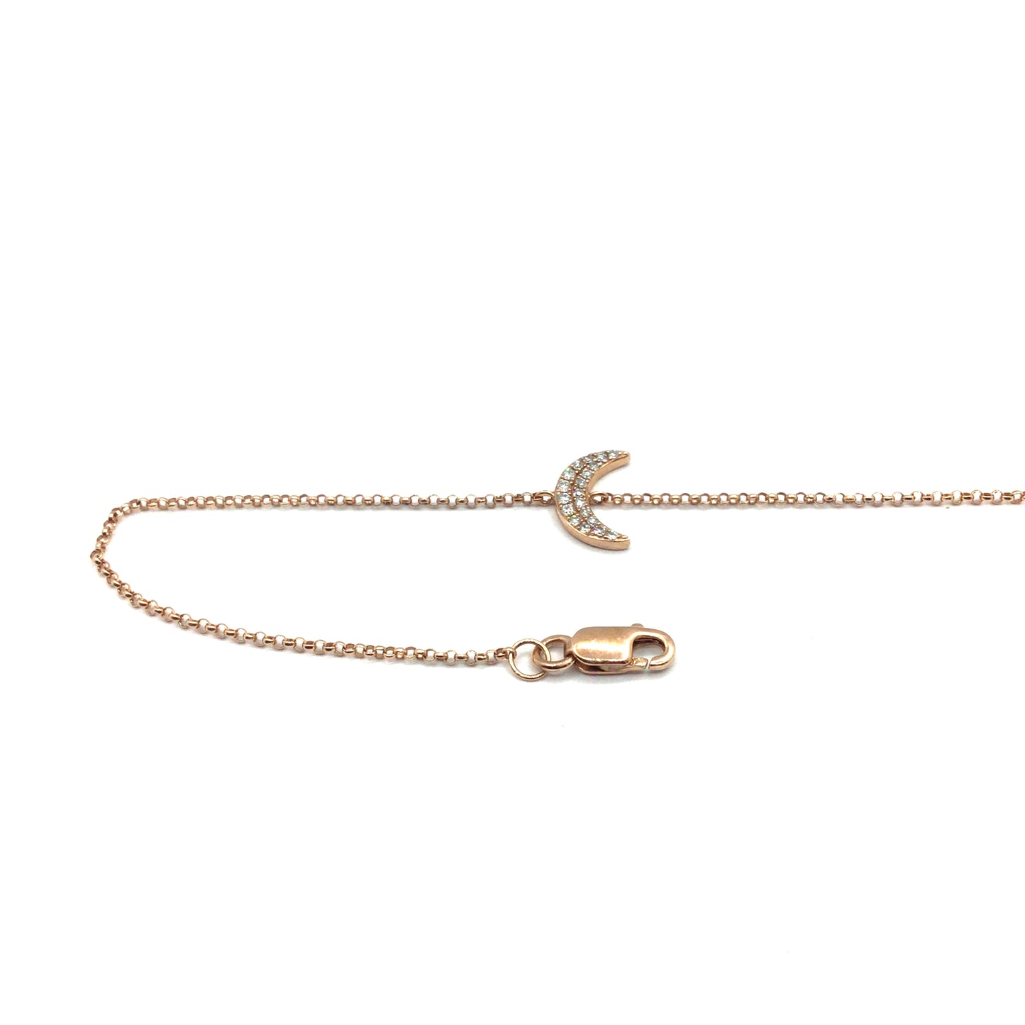 9ct Rose Gold Diamond Crescent Bracelet