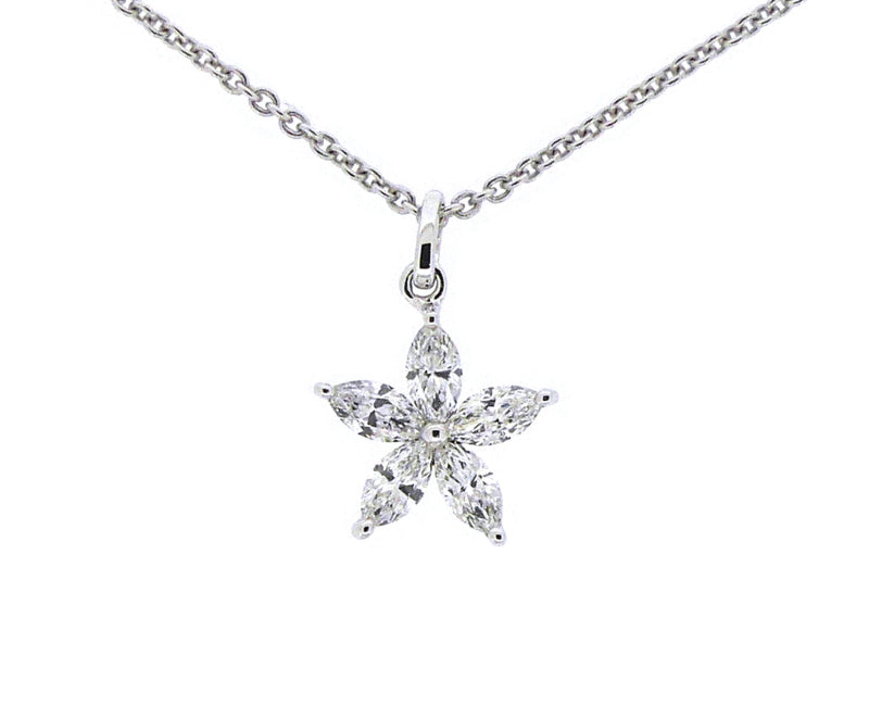 18ct White Gold Marquise Diamond Pendant 0.31ct