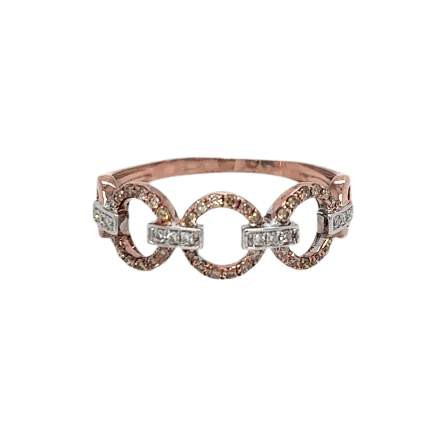 9ct Rose and white gold interlinked ring with round brilliant diamonds G/H SI