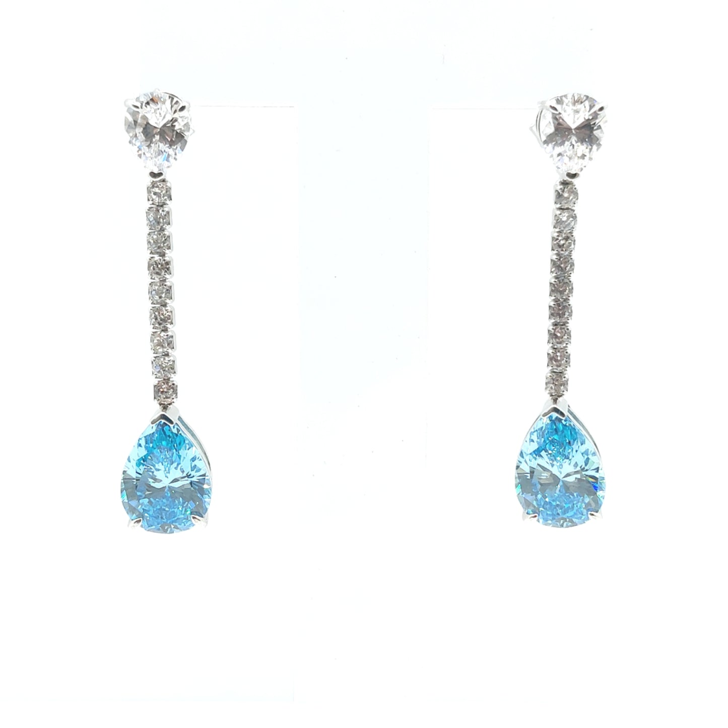 925 aqua cz drop earrings