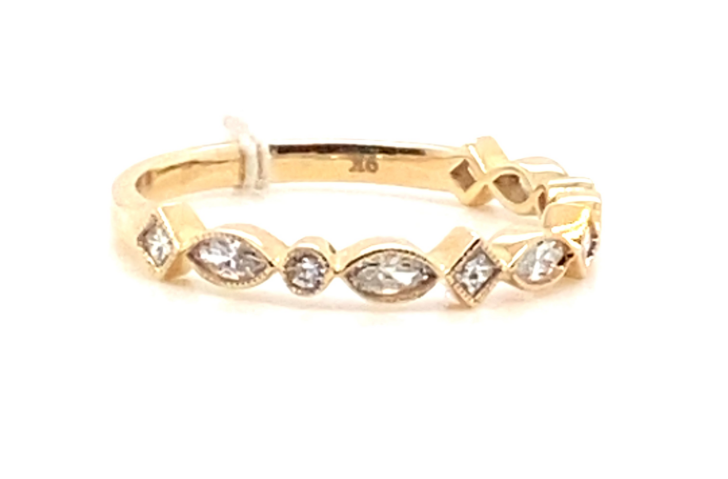 Round Brilliant, Princess and Marquise Cut Diamond, 9ct Yellow Gold Half Eternity Ring