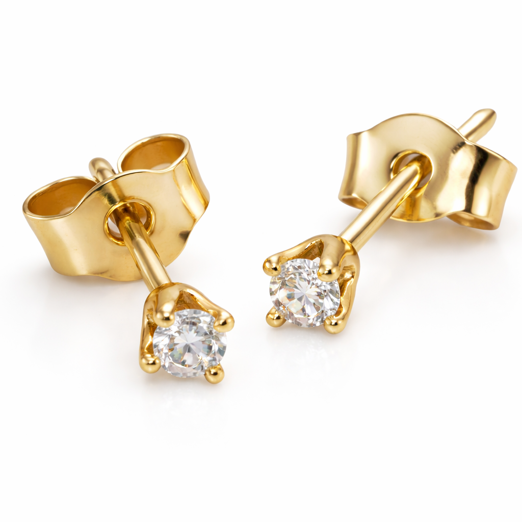9ct Yellow Gold Natural Diamond Stud Earrings